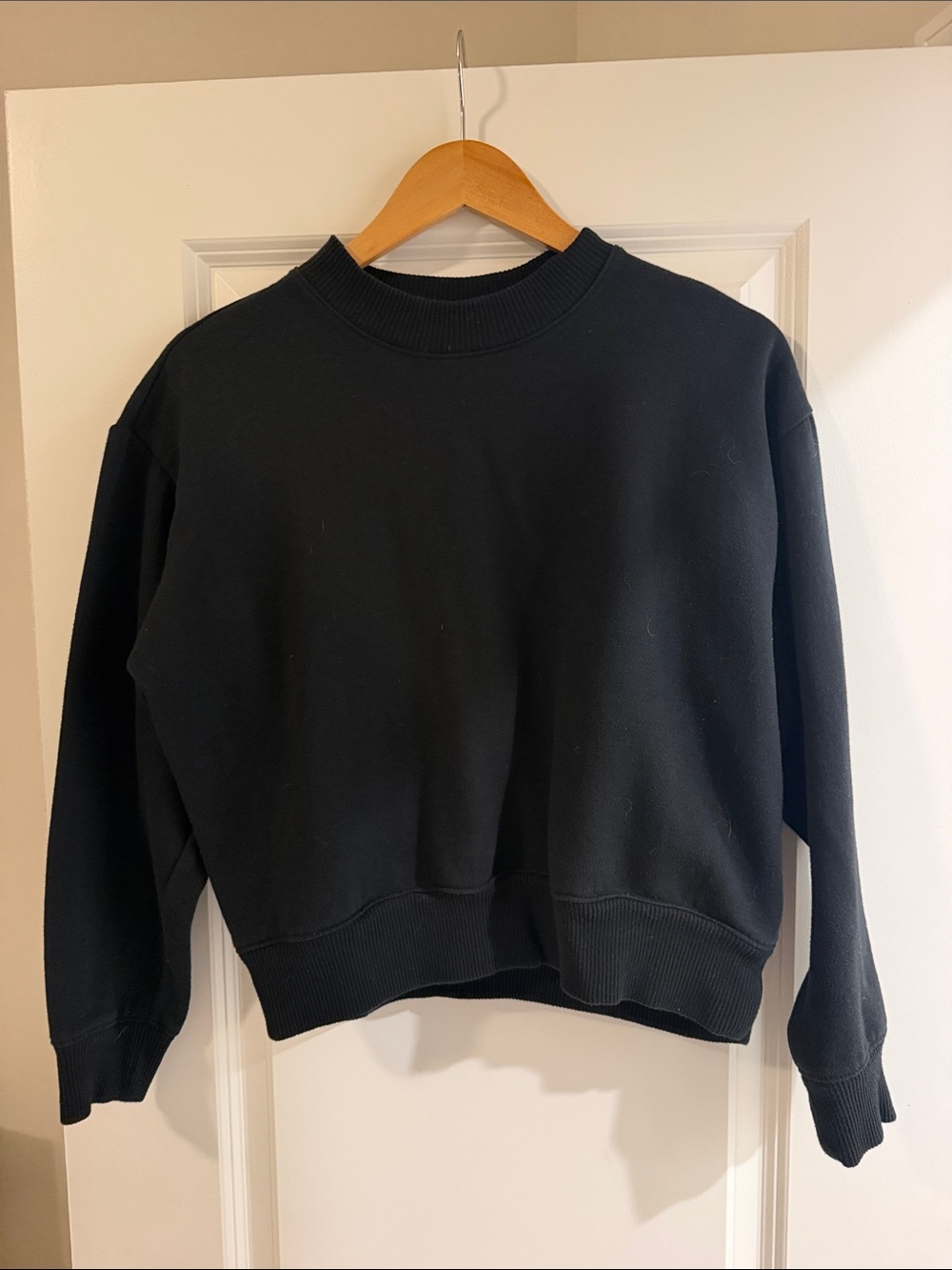 Cropped, High Neck Black Crewneck Women’s Sweater